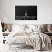 Paris Skyline Canvas Art Print - Bed Room - Dark