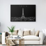 Paris Skyline Canvas Art Print - Living Room - Dark