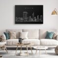 Perth Skyline Canvas Art Print - Living Room - Dark