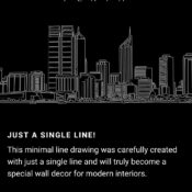 Perth Skyline One Line Drawing Art - Dark