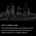 Philadelphia Skyline One Line Drawing Art - Dark