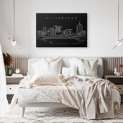 Pittsburgh Skyline Canvas Art Print - Bed Room - Dark