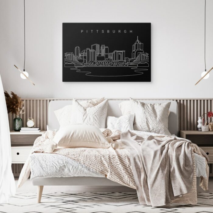 Pittsburgh Skyline Canvas Art Print - Bed Room - Dark