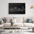 Pittsburgh Skyline Canvas Art Print - Living Room - Dark