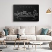 Pittsburgh Skyline Canvas Art Print - Living Room - Dark