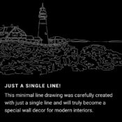 Portland Maine One Line Drawing Art - Dark