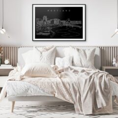 Portland Oregon Skyline Art Print for Bedroom - Dark