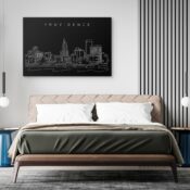 Providence Skyline Canvas Art Print - Bed Room - Dark