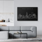 Providence Skyline Canvas Art Print - Living Room - Dark