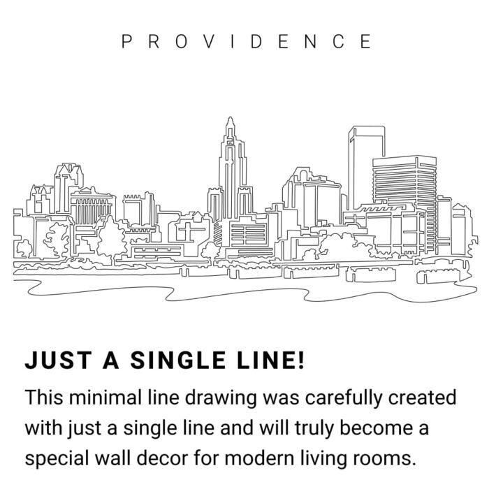 Providence Skyline Continuous Line Drawing Art Work