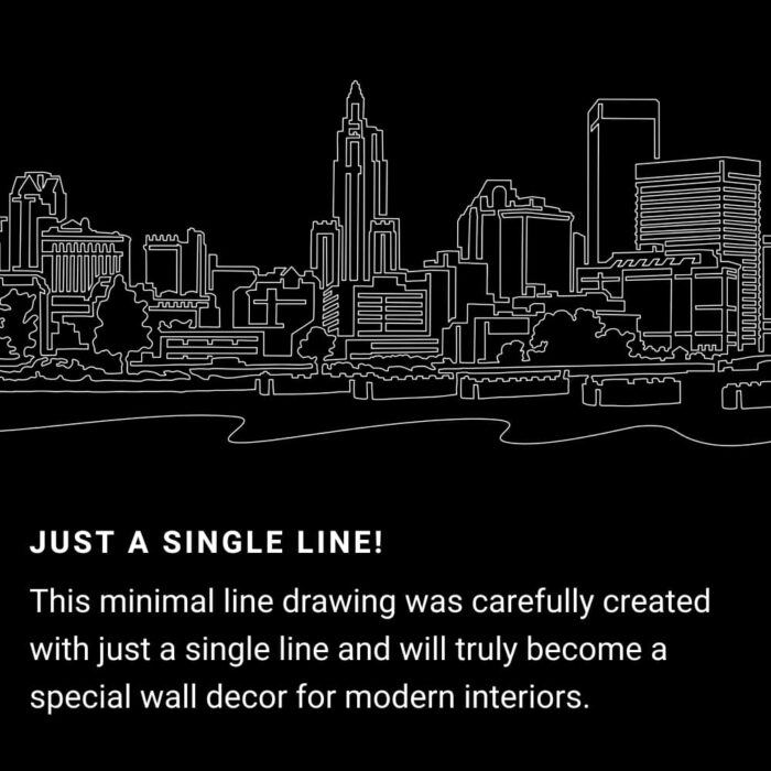 Providence Skyline One Line Drawing Art - Dark