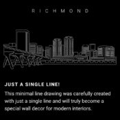 Richmond Skyline One Line Drawing Art - Dark