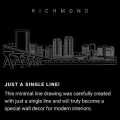 Richmond Skyline One Line Drawing Art - Dark