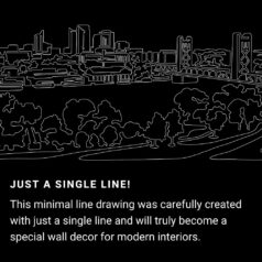 Sacramento Skyline One Line Drawing Art - Dark