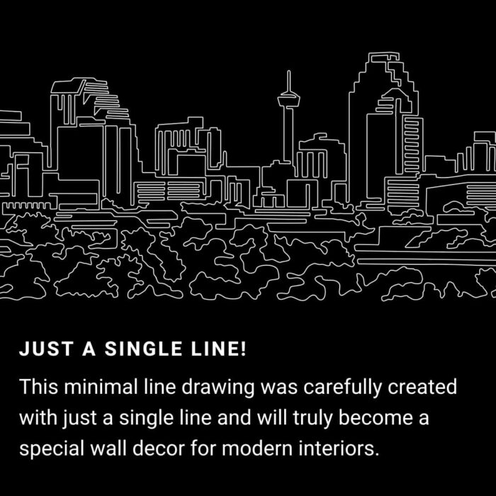 San Antonio City One Line Drawing Art - Dark