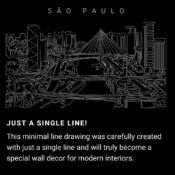 Sao Paulo Skyline One Line Drawing Art - Dark