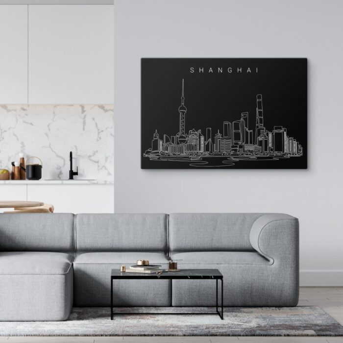 Shanghai Skyline Canvas Art Print - Living Room - Dark