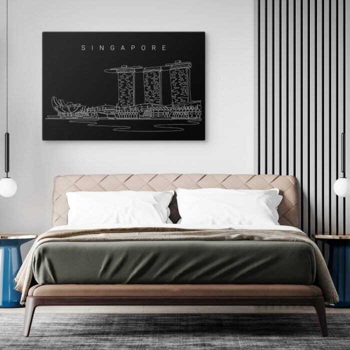 Singapore Skyline Canvas Art Print - Bed Room - Dark