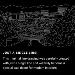 Spokane Washington One Line Drawing Art - Dark