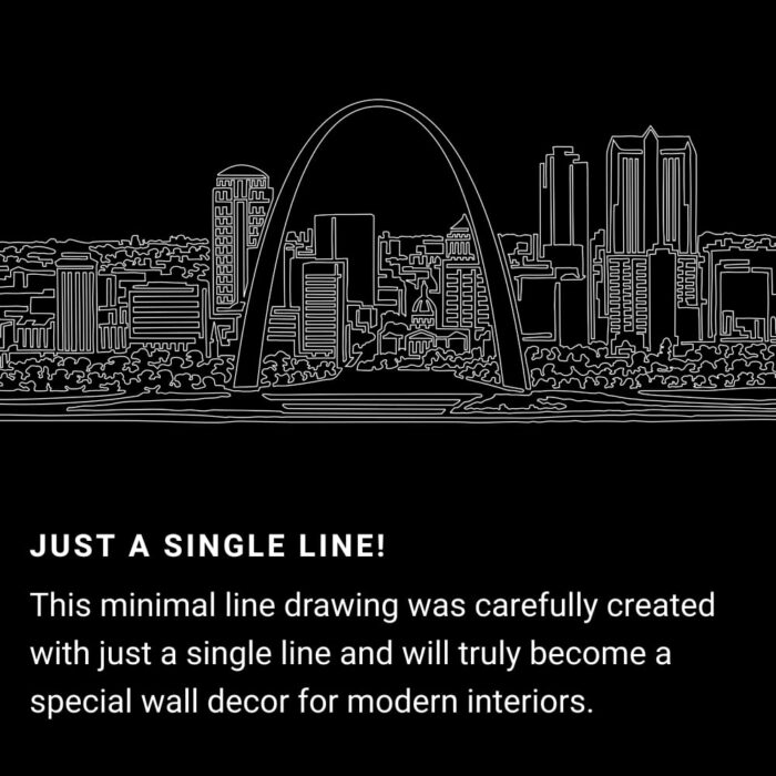 St Louis One Line Drawing Art - Dark