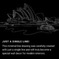 Sydney Opera House One Line Drawing Art - Dark
