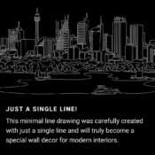 Sydney Skyline One Line Drawing Art - Dark