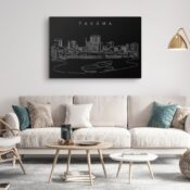 Tacoma WA skyline Canvas Art Print - Living Room - Dark