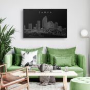 Tampa Skyline Canvas Art Print - Living Room - Dark