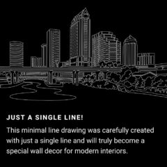 Tampa Skyline One Line Drawing Art - Dark