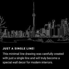 Toronto Skyline One Line Drawing Art - Dark