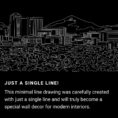 Tucson AZ Skyline One Line Drawing Art - Dark