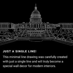 Washington DC One Line Drawing Art - Dark