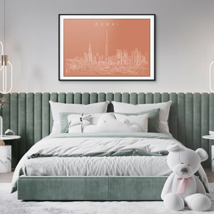 Dubai Skyline Art Print for Bedroom - Dark