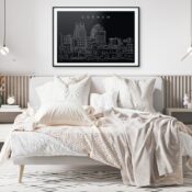 Durham NC Skyline Art Print for Bedroom - Dark