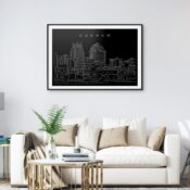 Durham NC Skyline Art Print for Living Room - Dark