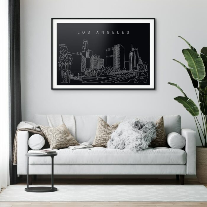 Los Angeles Skyline Art Print for Living Room - Dark