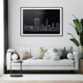 Perth Skyline Art Print for Living Room - Dark