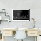 Perth Skyline Wall Art for Home Office - Dark