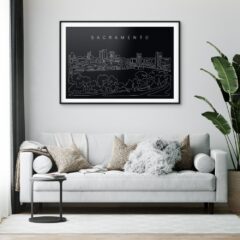 Sacramento Skyline Art Print for Living Room - Dark