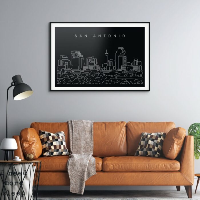 San Antonio Skyline Art Print for Living Room - Dark-1