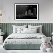 San Diego Skyline Art Print for Bedroom - Dark