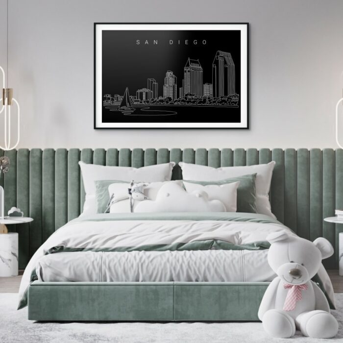 San Diego Skyline Art Print for Bedroom - Dark