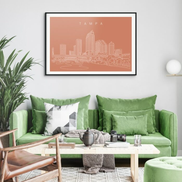 Tampa Skyline Art Print for Living Room - Dark