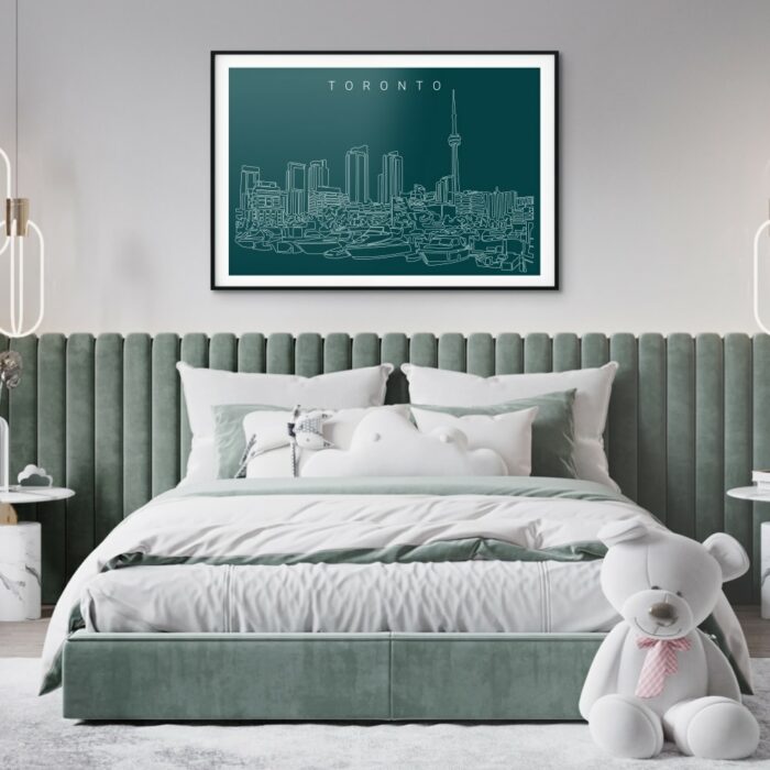 Toronto Harbour Skyline Art Print for Bedroom - Dark