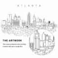 Atlanta Skyline Vector Art - Single Line Art Detail