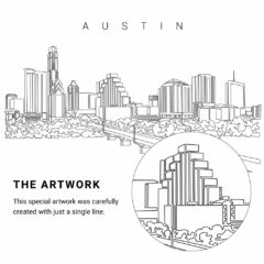 Austin Texas Vector Art - Single Line Art Detail