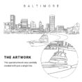 Baltimore Skyline Vector Art - Single Line Art Detail