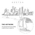 Boston Harbor Vector Art - Single Line Art Detail