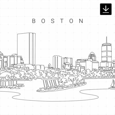 Boston Skyline Charles River Side SVG - Download