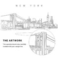 Brooklyn Bridge Vector Art - Single Line Art Detail